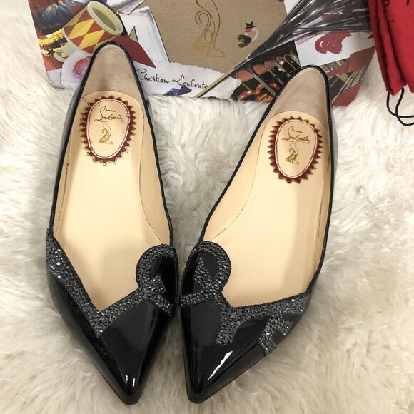 Christian Louboutin PIGALOVE 20ANS Crystal Follies Degrastrass Strass Flat 39.5 - Picture 5 of 9